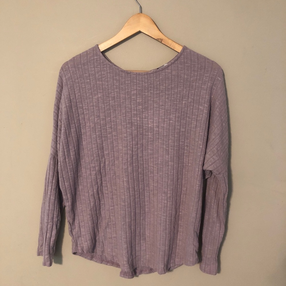 Green Envelope Lavender Fleece Ribbed Pullover Top